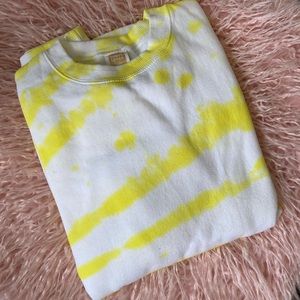 Three Layer L XL Yellow White Tie Dye Crewneck SweatShirt